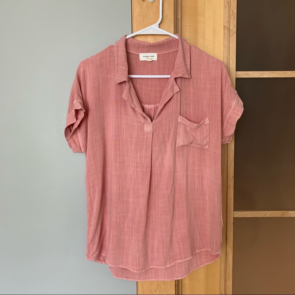 Pink collared shirt size S